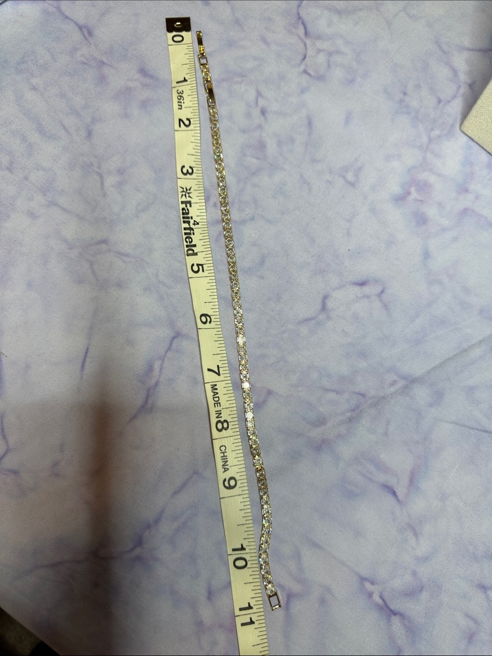 Gold Rhinestone Tennis Ankle Bracelet - Picture 4 of 6